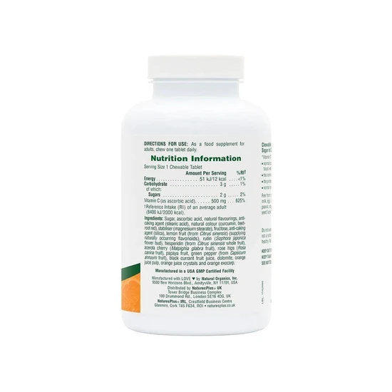 Nature's Plus Orange Juice C 500mg Chewable Tablets 90 Tablets