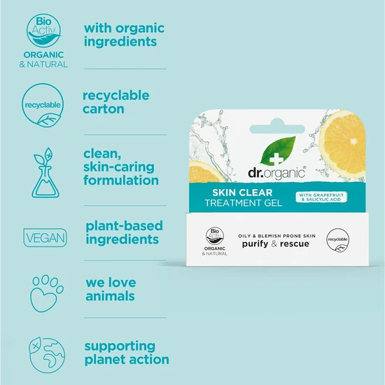 Dr. Organic Skin Clear Purify & Rescue Treatment Gel 10ml