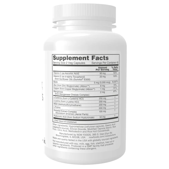 NOW Foods Vegan Hair Skin & Nails Capsules 90 Capsules