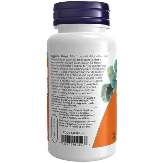 NOW Foods Chromium Picolinate 200mcg Capsules 250 Capsules