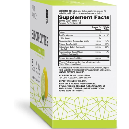 Pure Power Electrolytes Lemon Lime 30 Packs