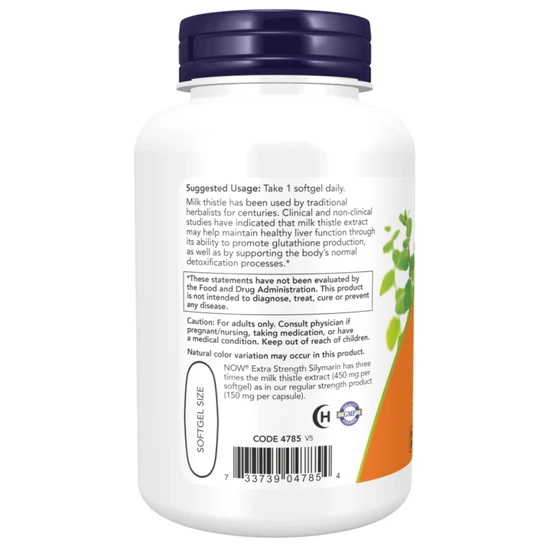 NOW Foods Silymarin Milk Thistle Extract Extra Strength 120 Softgels