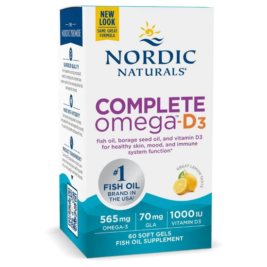 Nordic Naturals Complete Omega D3 565mg Lemon Softgels 60 Soft Gels