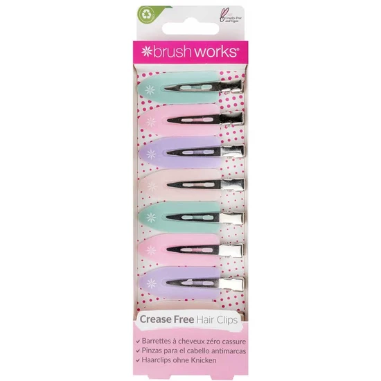 Brushworks Pastel Crease Free Hair Clips x8