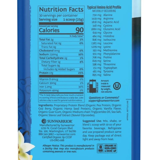 SunWarrior Protein Warrior Blend Vanilla 750g