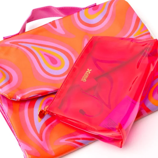 Victoria Green Groovy Paisley Threefold Hanging Wash Bag & Small Clear Makeup Bag Set