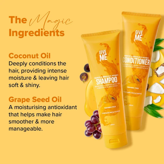Give Me Papaya & Manuka Honey Shampoo & Conditioner 300ml Shampoo & 300ml Conditioner