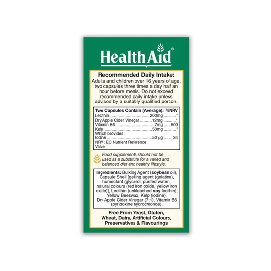 Health Aid Cider Trim Cider Vinegar Complex Capsules 90 Capsules