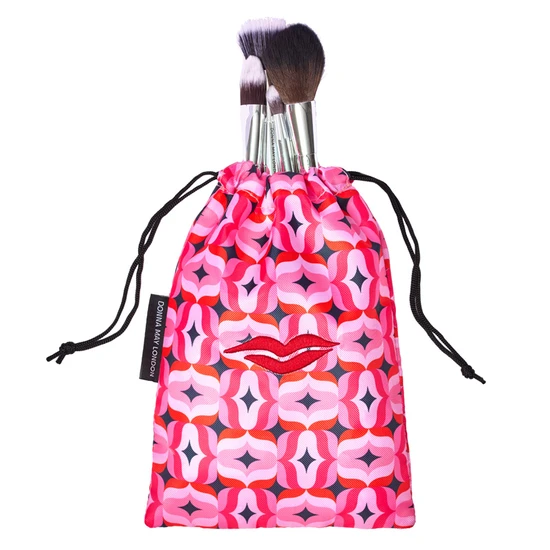 Donna May London Lay Flat Washable Makeup Bag Red & Pink Geometric