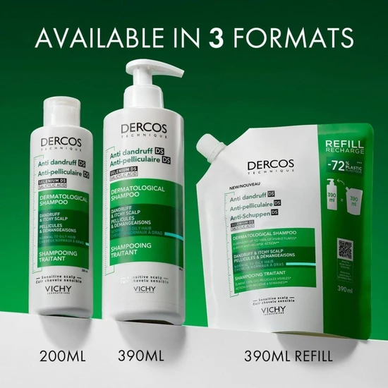 Vichy Dercos Anti-Dandruff DS Shampoo For Normal To Oily Hair 390ml - Eco-Refill