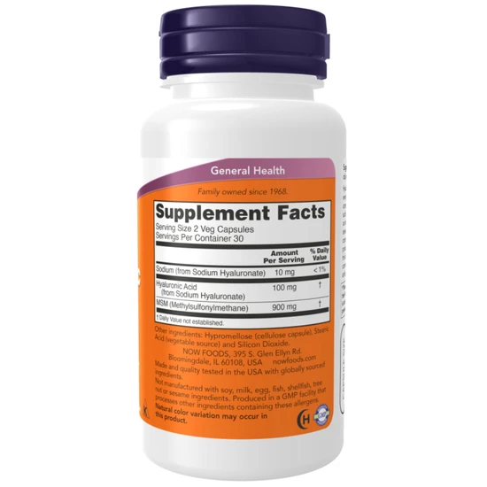 NOW Foods Hyaluronic Acid With MSM 50mg Capsules 60 Capsules