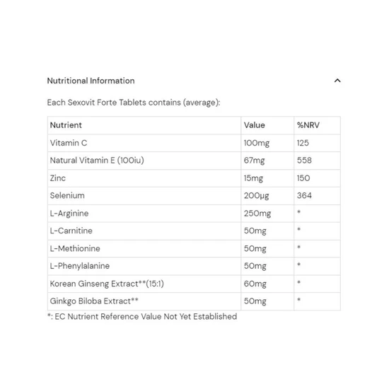 Health Aid Sex-O-Vit Forte Tablets 30 Tablets