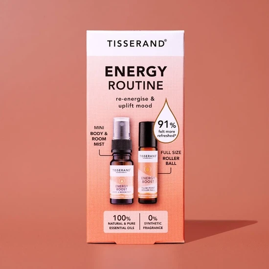 Tisserand Aromatherapy Energy Routine Duo Kit Room Mist & Roller Ball