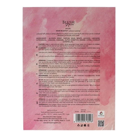 Ahmed Al Maghribi Blush Noire Eau De Parfum 75ml