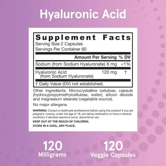 Jarrow Formulas Hyaluronic Acid Vegicaps 120 Vegicaps