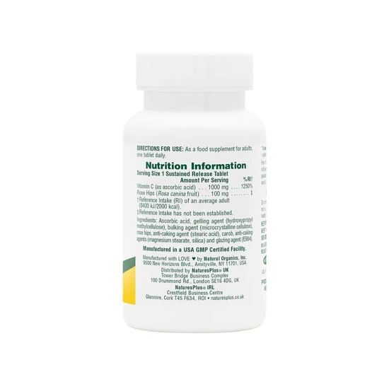 Nature's Plus Vitamin C 1000mg With Rose Hips Sustain Release Tablets 60 Tablets