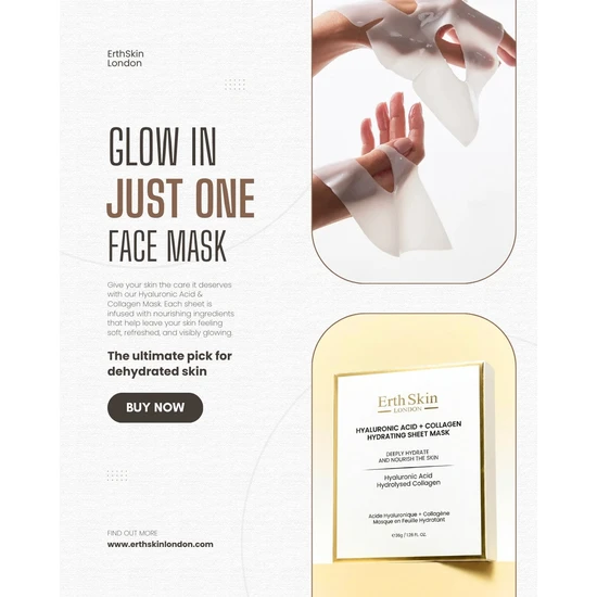 Erth Skin London Hyaluronic Acid & Collagen Sheet Masks
