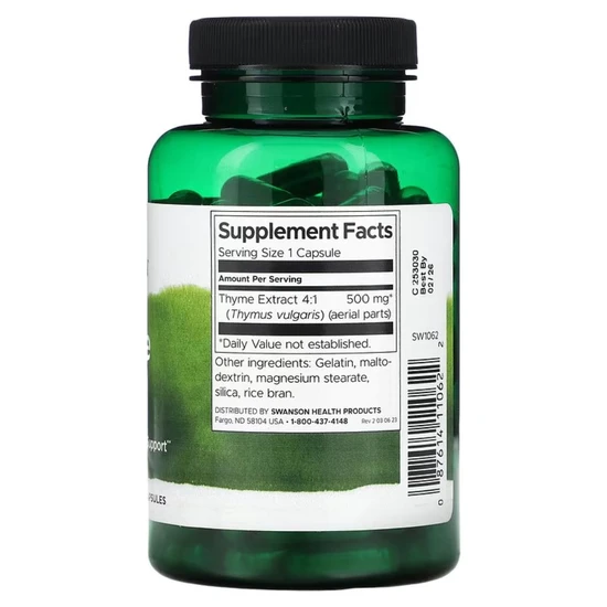 Swanson Thyme Leaf 500mg Capsules 120 Capsules