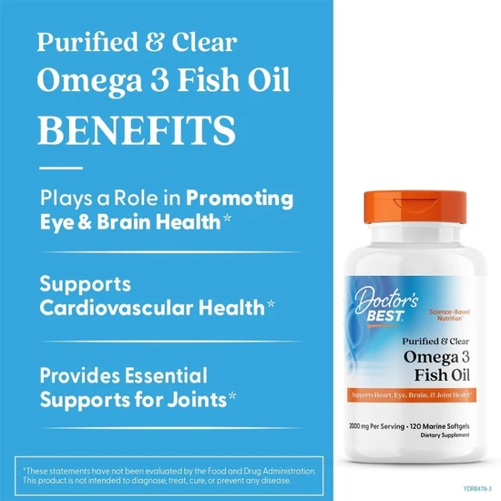 Doctor's Best Purified & Clear Omega 3 Fish Oil 1000mg Marine Softgels 120 Softgels