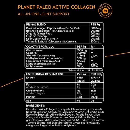 Planet Paleo Active Collagen Powder Strawberry 270g