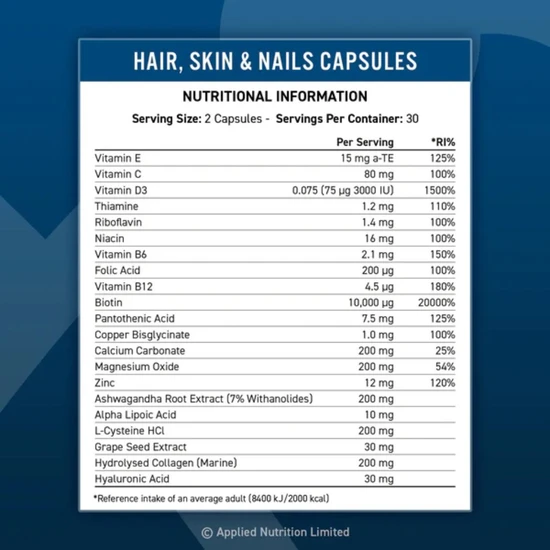 Applied Nutrition Hair Skin & Nails Capsules 60 Capsules