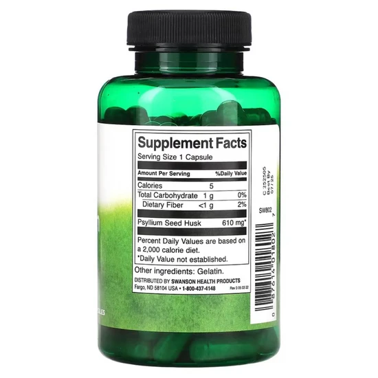 Swanson Psyllium Husks 610mg Capsules 100 Capsules