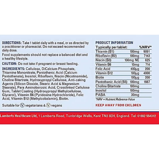 Lamberts Vitamin B-100 Complex Tablets 60 Tablets