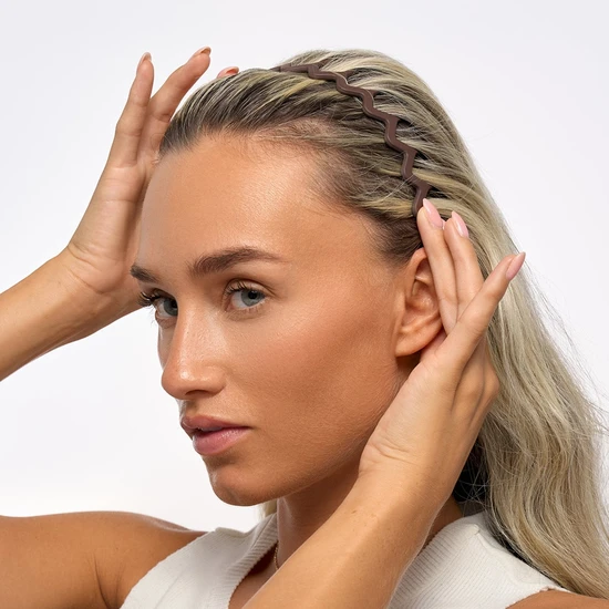 Brushworks Neutral Zig Zag Headbands x3