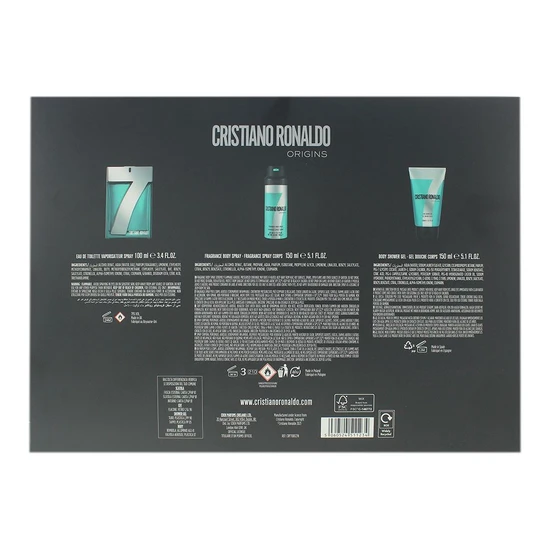 Cristiano Ronaldo CR7 Origins Gift Set 100ml Eau De Toilette + 150ml Shower Gel + 150ml Body Spray