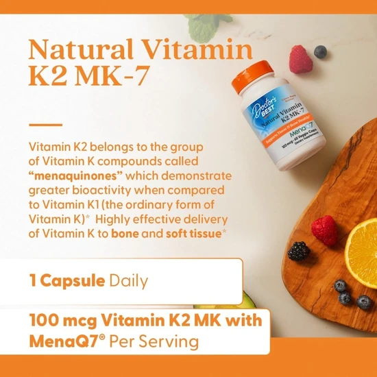 Doctor's Best Natural Vitamin K2 MK7 With MenaQ7 100mcg - 60 Veg Caps