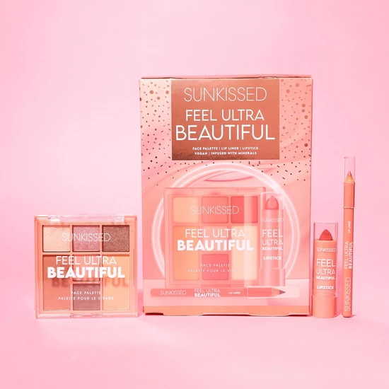 Sunkissed Feel Ultra Beautiful Gift Set Face Palette + Lip Liner + Lipstick