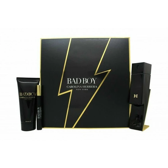Carolina Herrera Bad Boy Gift Set 100ml Eau De Toilette + 100ml Shower Gel + 10ml Eau De Toilette