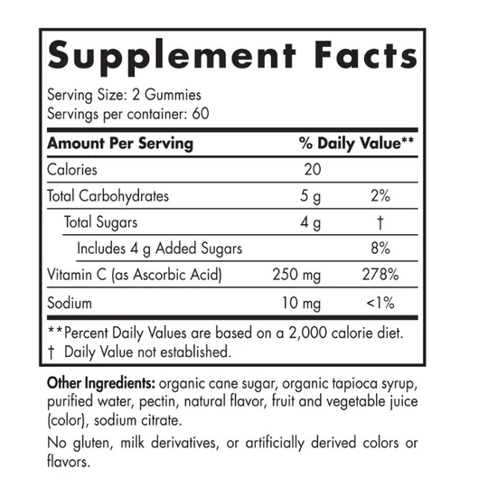 Nordic Naturals Vitamin C 250mg Tangerine Gummies 120 Gummies