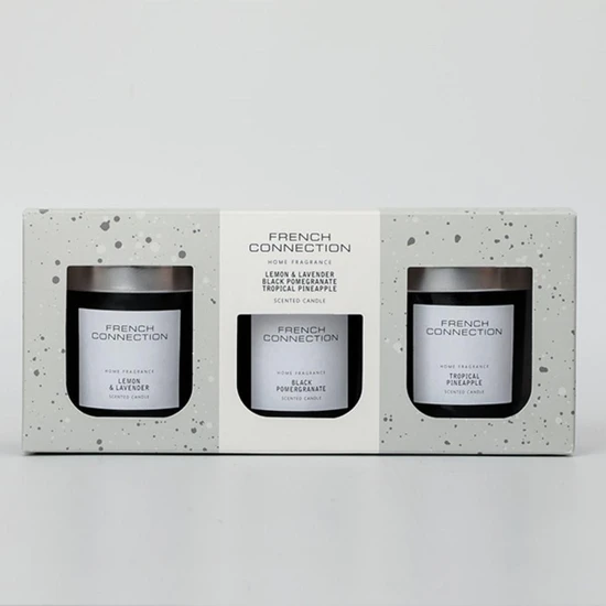 French Connection Black Collection Trio Of Candles Gift Set 3 x 52g