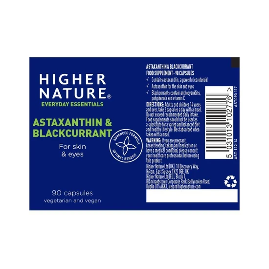 Higher Nature Astaxanthin & Blackcurrant 90 Capsules