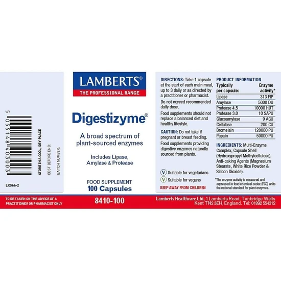 Lamberts Digestizyme Capsules 100 Capsules