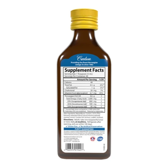 Carlson Labs The Very Finest Fish Oil Natural Lemon 200ml