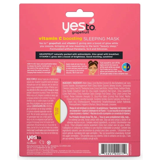 Yes To Grapefruit Vitamin C Glow Boosting Sleeping Mask 4ml