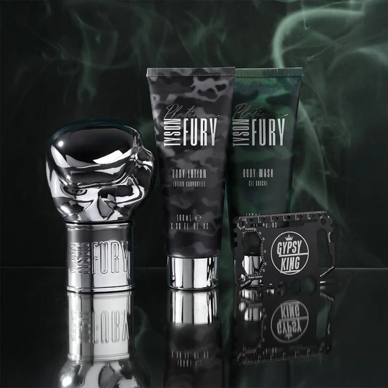Tyson Fury Platinium Gift Set 100ml Eau De Toilette + 100ml Body Wash + 100ml Body Lotion + Utility Card