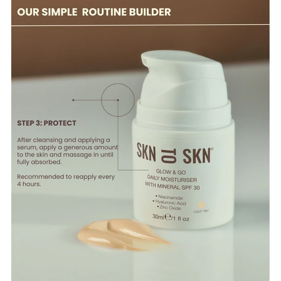 SKN TO SKN GLOW & GO DAILY MOISTURISER WITH MINERAL SPF 30 Deep Tint