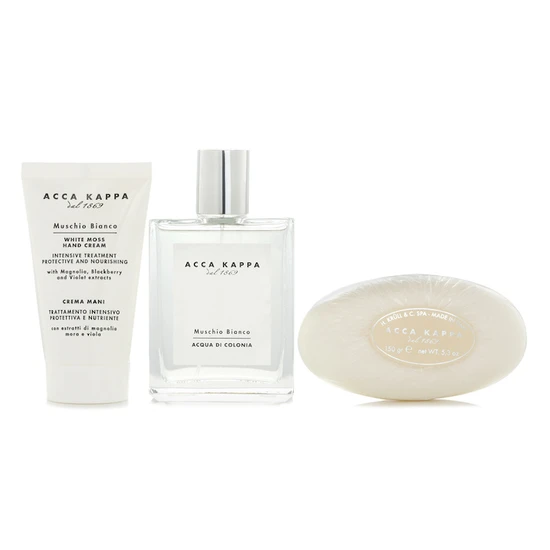 Acca Kappa White Moss Set Eau De Cologne 100ml, Hand Cream 75ml & Soap 150g