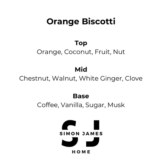 Simon James Home Orange Biscotti Handmade Soy Wax Candle Large Glass Candle 220g