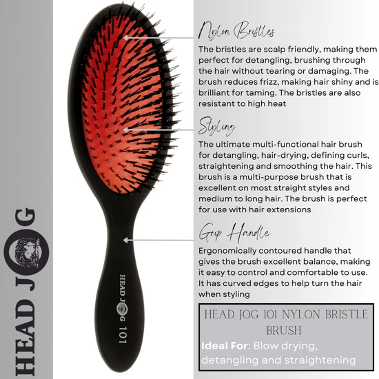 Head Jog 101 Nylon Paddle Bristle Brush