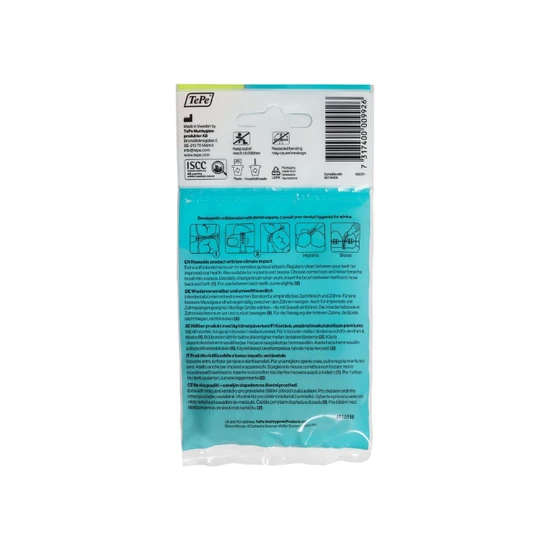 Tepe Interdental Brush Extra Soft Plastic Bag With Hanger Mixed Pack, 1-6 Sizes, 8Pcs