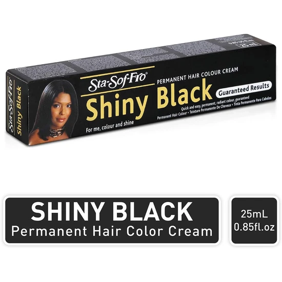 Sta-Sof-Fro Shiny Black Permanent Hair Colour Cream Tube 25ml
