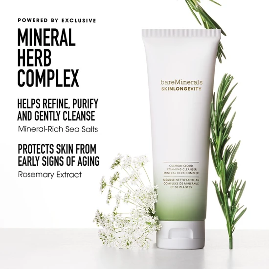 bareMinerals Skinlongevity Cushion Cloud Foaming Cleanser Mineral Herb Complex 120ml