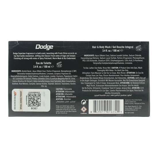 Dodge Super Bee Eau De Toilette + Body Wash Gift Set 100ml
