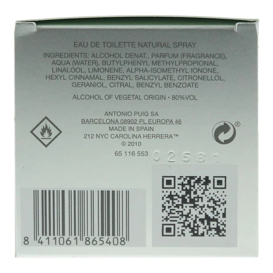 Carolina Herrera 212 Eau De Toilette 100ml