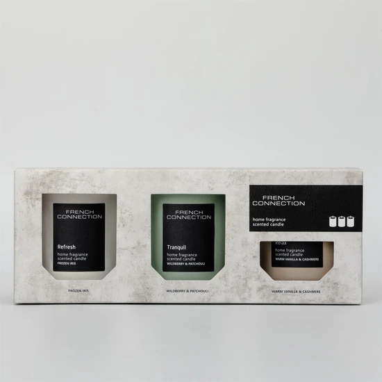 French Connection Stone Collection Trio Of Candles Gift Set 3 X 140G