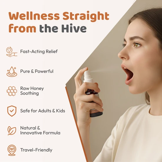 BEE&YOU Propolis Ginger Raw Honey Throat Spray With Menthol 30ml